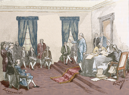 Lithograph of the signing of the US Constitution